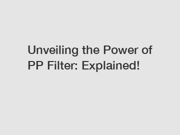 Unveiling the Power of PP Filter: Explained!