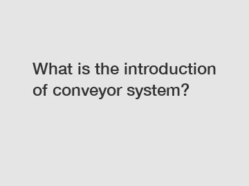 What is the introduction of conveyor system?