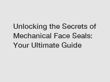 Unlocking the Secrets of Mechanical Face Seals: Your Ultimate Guide