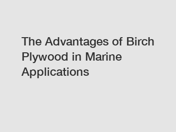 The Advantages of Birch Plywood in Marine Applications