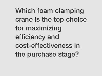 Which foam clamping crane is the top choice for maximizing efficiency and cost-effectiveness in the purchase stage?