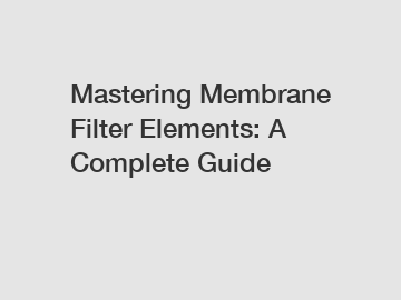 Mastering Membrane Filter Elements: A Complete Guide